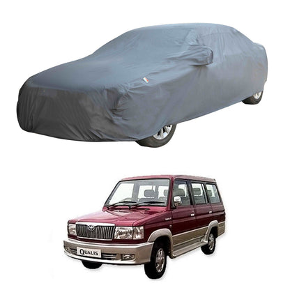 Oshotto Dark Grey 100% Anti Reflective, dustproof and Water Proof Car Body Cover with Mirror Pocket For Toyota Qualis