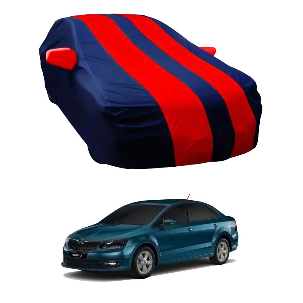 Oshotto Taffeta Car Body Cover with Mirror Pocket For Skoda Rapid (Red, Blue)