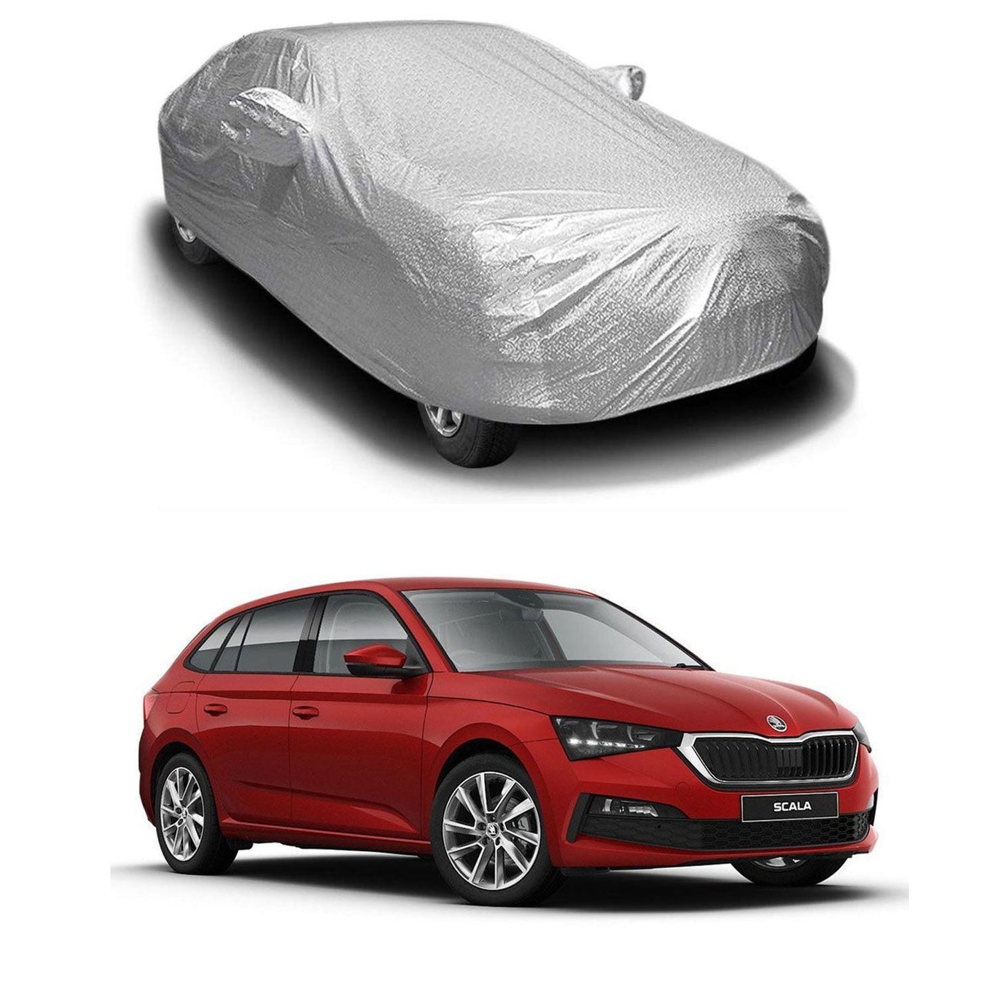 Oshotto Spyro Silver Anti Reflective, dustproof and Water Proof Car Body Cover with Mirror Pockets For Renault Scala/Fluence