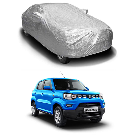 Oshotto Spyro Silver Anti Reflective, dustproof and Water Proof Car Body Cover with Mirror Pockets For Maruti Suzuki S-Presso