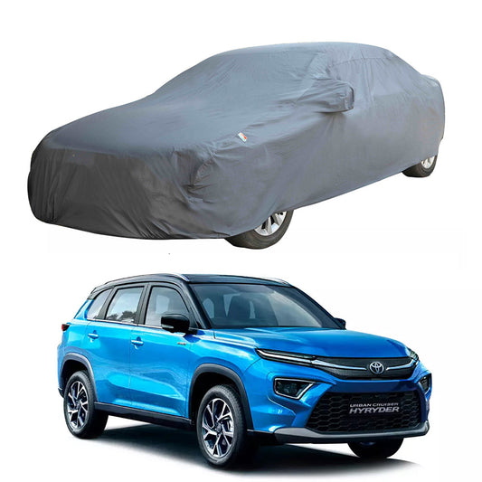 Oshotto Dark Grey 100% Anti Reflective, dustproof and Water Proof Car Body Cover with Mirror Pockets For Toyota Urban Cruiser Hyryder 2022 Onwards