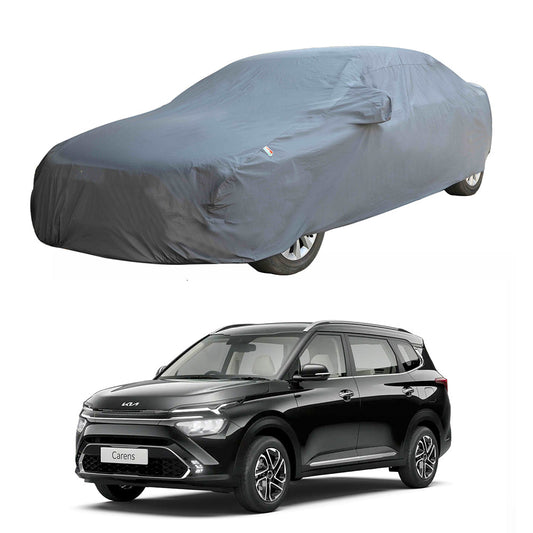 Oshotto Dark Grey 100% Anti Reflective, dustproof and Water Proof Car Body Cover with Mirror Pockets For KIA Carens