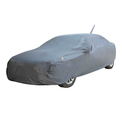 Oshotto Dark Grey 100% Anti Reflective, dustproof and Water Proof Car Body Cover with Mirror Pockets For Maruti Suzuki Swift Dzire 2012-2023 (with Antenna Pocket)
