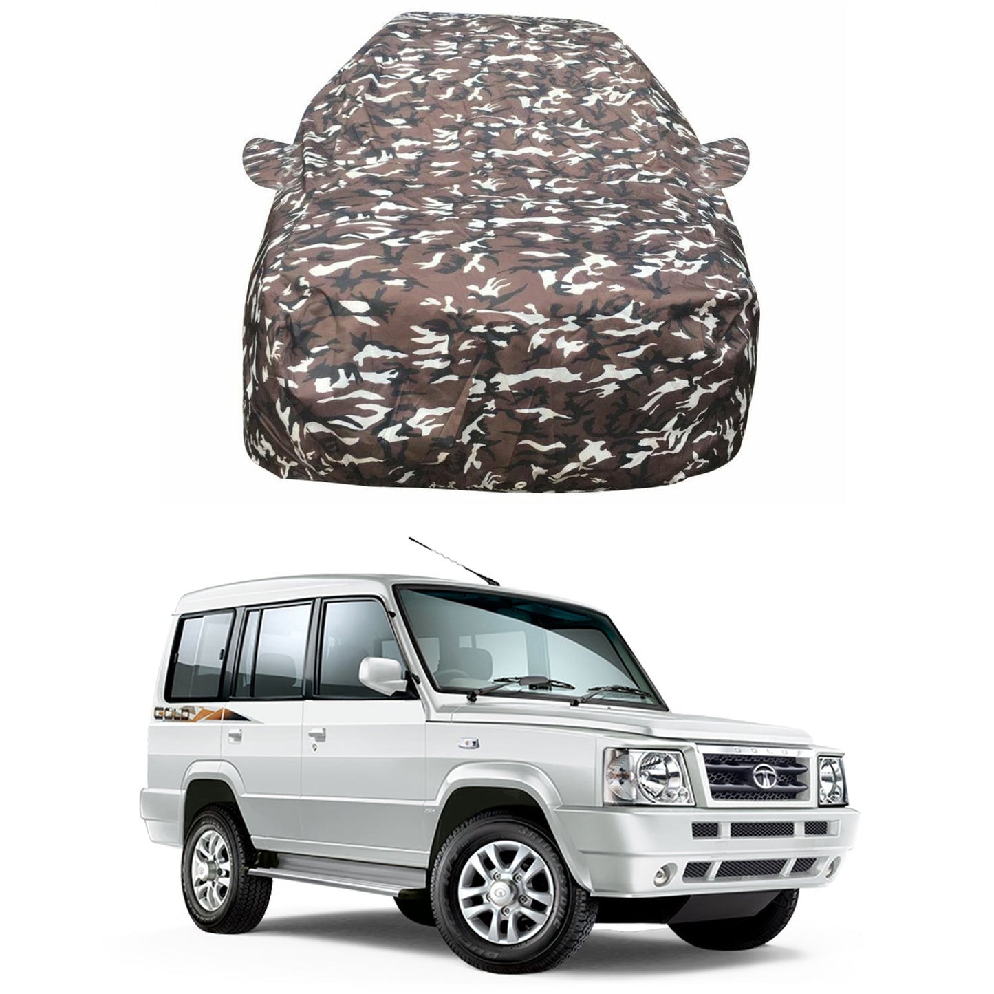 Oshotto Ranger Design Made of 100% Waterproof Fabric Multicolor Car Body Cover with Mirror Pocket For Tata Sumo/Victa