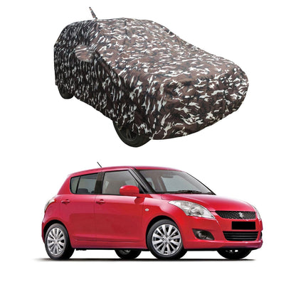 Oshotto Ranger Design Made of 100% Waterproof Multicolor Car Body Cover with Mirror Pockets For Maruti Suzuki Swift 2011-17 (with Antenna Pocket)