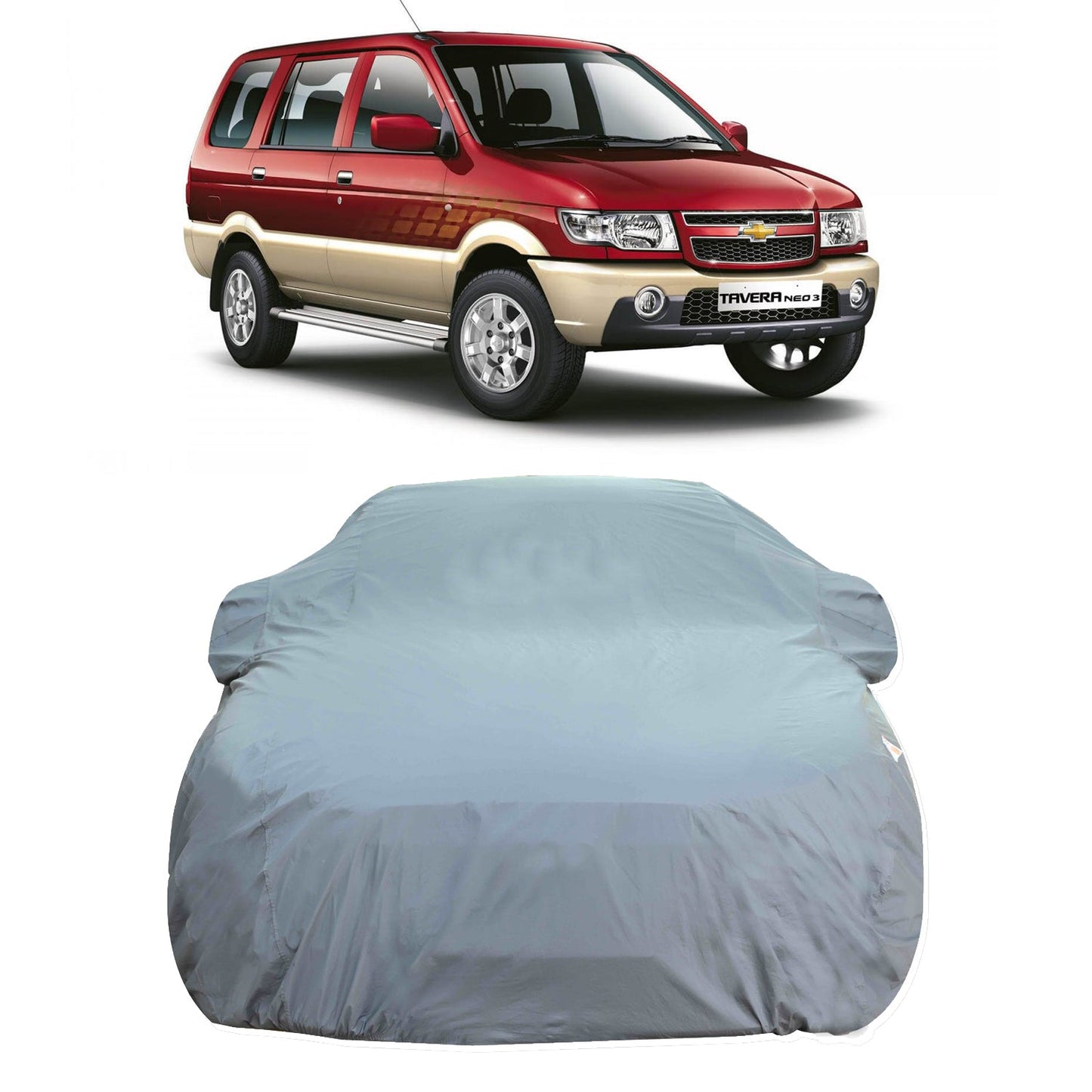 Oshotto Dark Grey 100% Anti Reflective, dustproof and Water Proof Car Body Cover with Mirror Pocket For Chevrolet Tavera