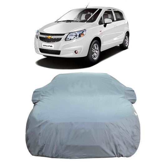 Oshotto Dark Grey 100% Anti Reflective, dustproof and Water Proof Car Body Cover with Mirror Pocket For Chevrolet Uva Old/Uva Sail