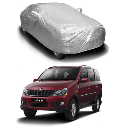 Oshotto Spyro Silver Anti Reflective, dustproof and Water Proof Car Body Cover with Mirror Pockets For Mahindra Xylo/Quanto