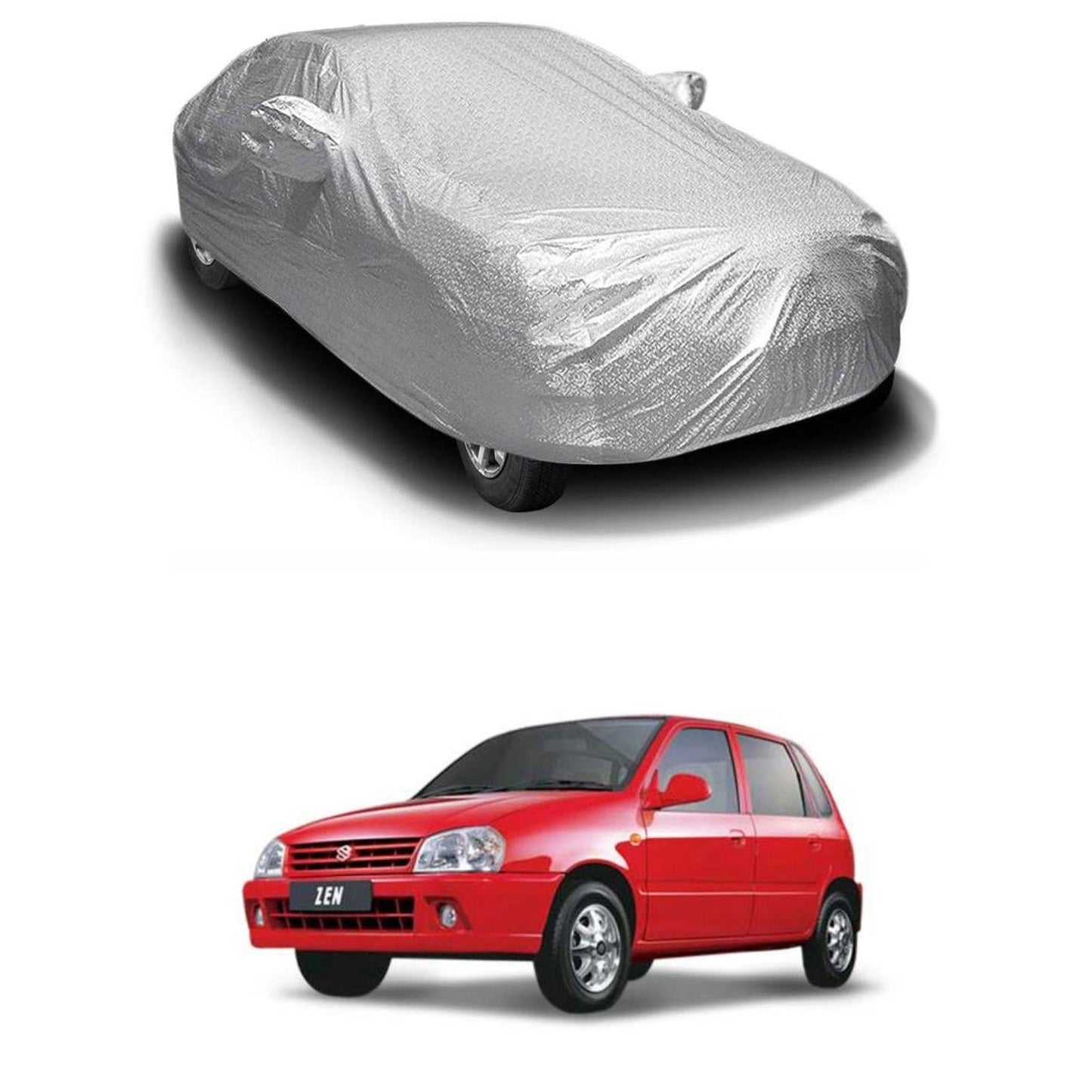 Oshotto Spyro Silver Anti Reflective, dustproof and Water Proof Car Body Cover with Mirror Pockets For Maruti Suzuki Zen